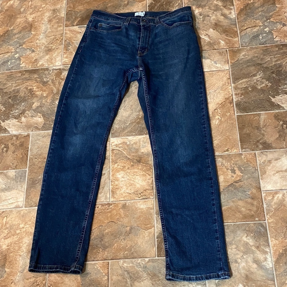 True Craft Men's 32”x 34” Straight Jeans in Deep Blue Great Style Design